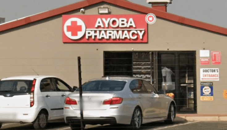 Ayoba Pharmacy Raslouw storefront with its current red cross sign
